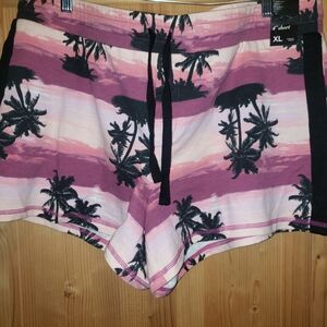 New York & Company Pink and Black Palm Print Shorts